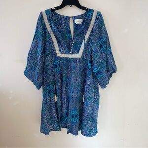 Anthropologie Lissa Romper Balloon Sleeve Paisley Print Size Medium